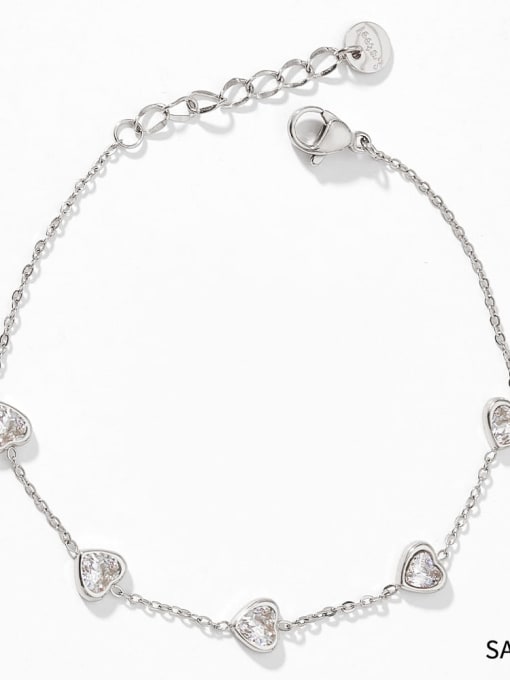 Platinum bracelet with white zirconium Stainless steel Dainty Tassel Cubic Zirconia Bracelet and Necklace Set