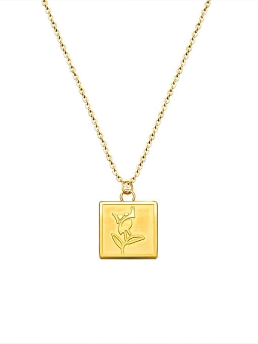 Gold Flower Necklace 40+5cm Stainless steel Flower Minimalist Necklace with e-coated waterproof