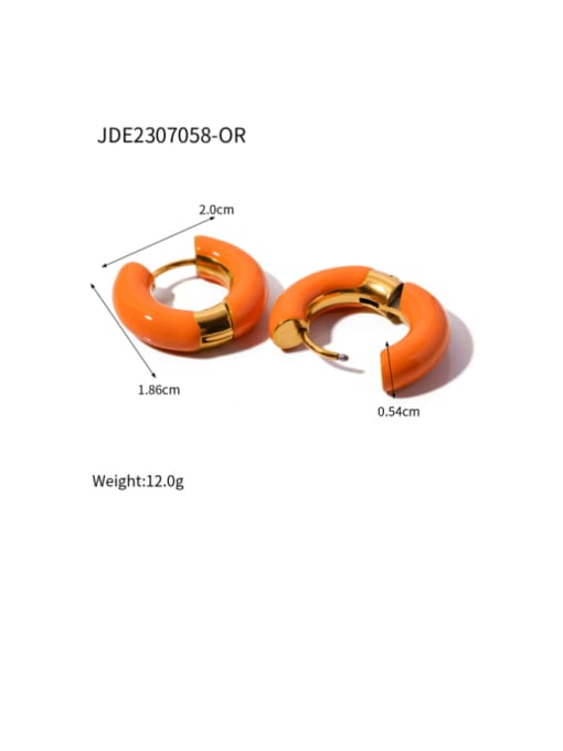JDE2307058 OR Stainless steel Enamel Geometric Hip Hop Huggie Earring