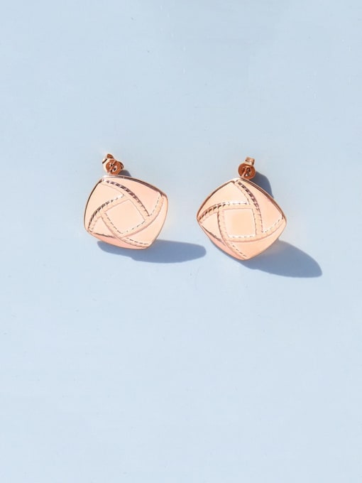 Rose Gold Titanium 316L Stainless Steel Geometric Minimalist Stud Earring with e-coated waterproof