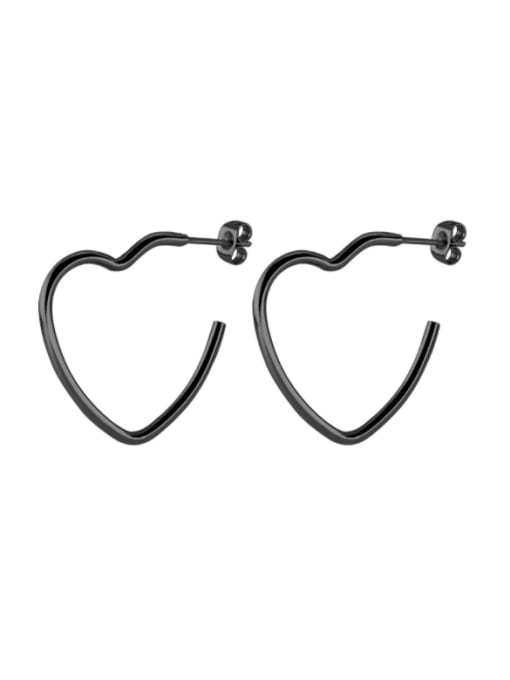 BELII Titanium Steel Hollow Heart Minimalist Stud Earring 2