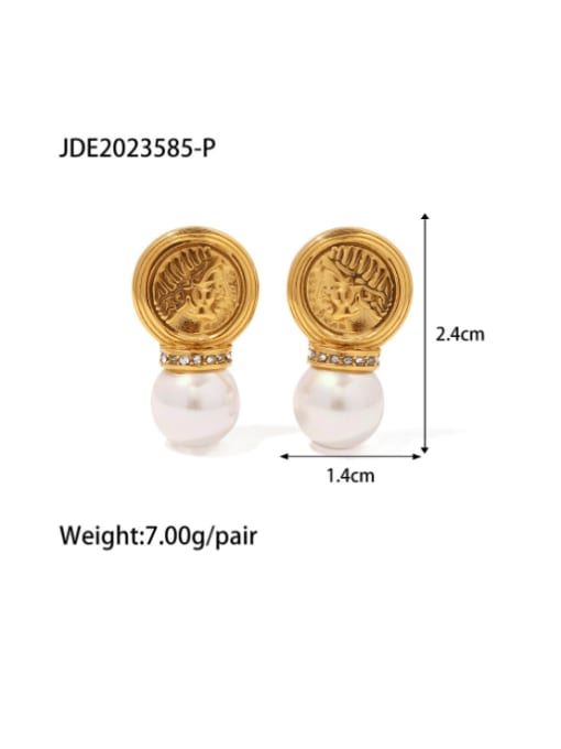 JDE2023585 P Stainless steel Imitation Pearl Geometric Vintage Drop Earring