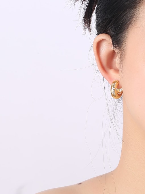 Clioro Brass Cubic Zirconia Round Dainty Stud Earring 1