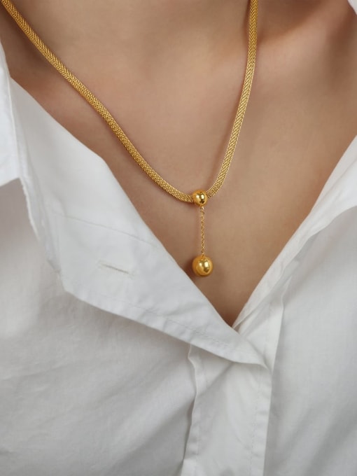 P406 Gold Necklace 47 +5cm Titanium Steel Tassel Minimalist Necklace