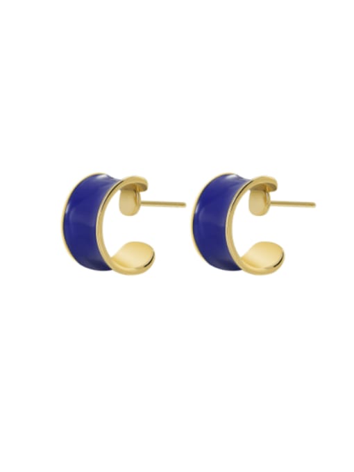 Clioro Brass Enamel Geometric Vintage Stud Earring