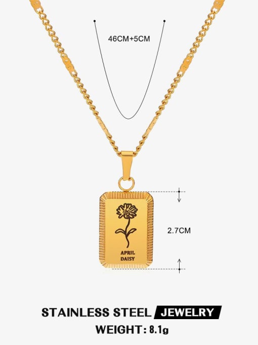 April Daisy Stainless steel Flower Vintage Geometric  Pendant Necklace