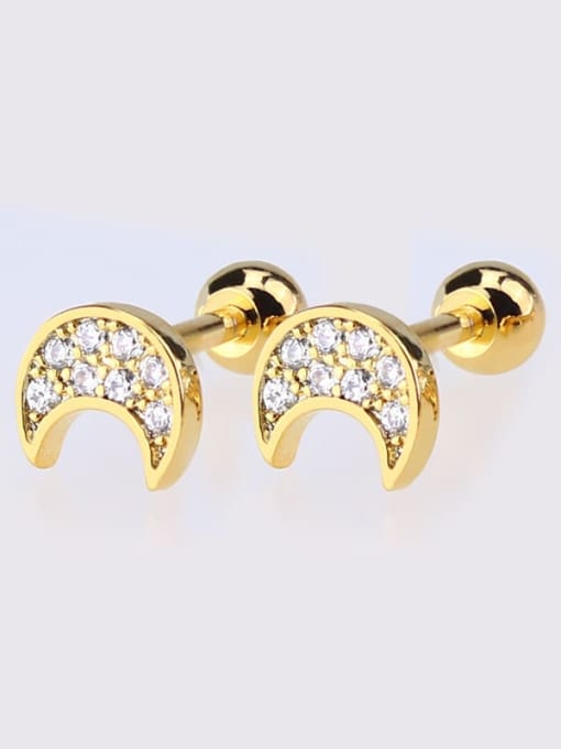Gold Multi Zircon Earrings Brass Cubic Zirconia Heart Dainty Single Earring