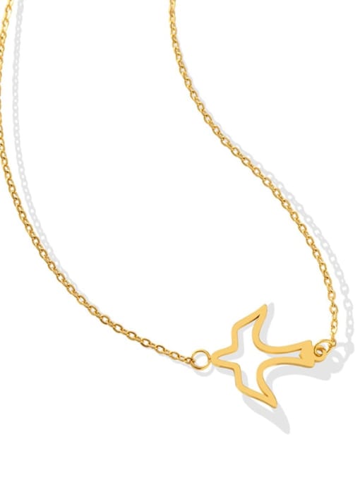 P585 Golden Swallow Necklace 34 +5cm Titanium Steel Minimalist Little Swallow  Pendant Necklace