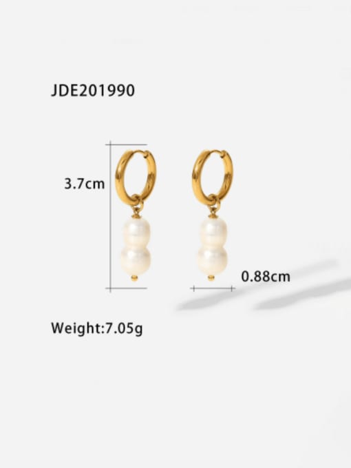 JDE201990 Stainless steel Imitation Pearl Geometric Minimalist Drop Earring