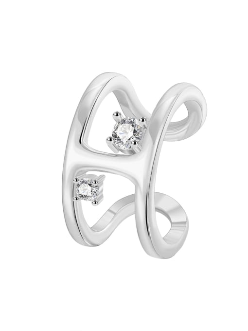 QJM Brass Cubic Zirconia Geometric Trend Band Ring 0