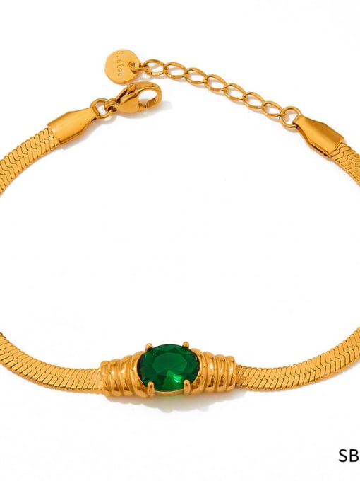 SBK057 Gold Bracelet Trend Geometric Stainless steel Cubic Zirconia Bracelet and Necklace Set