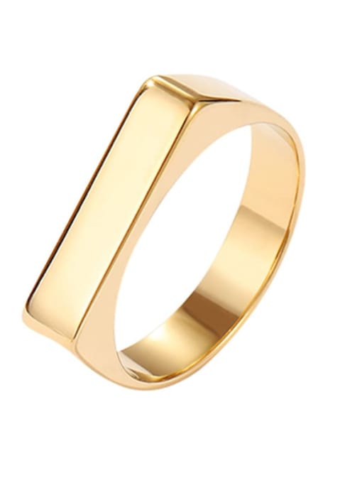 JZ033 Flat Ring Gold Titanium Steel Geometric Trend Band Ring