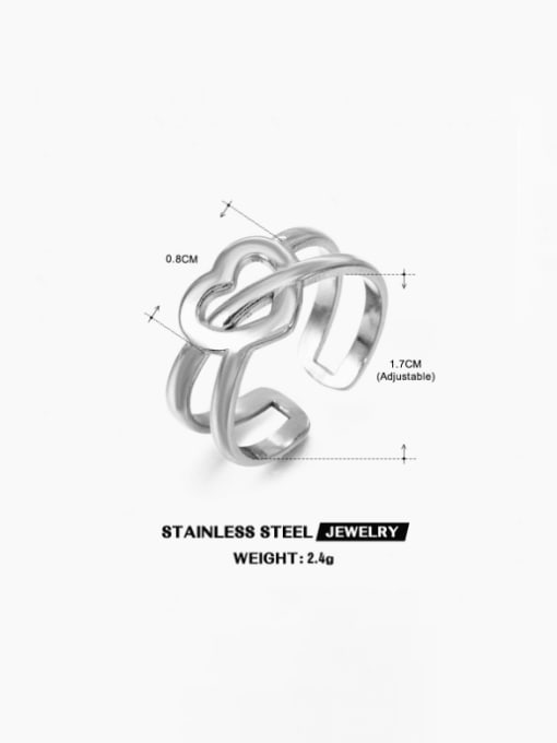 Steel Ring Stainless steel Double Layer Line Heart Hip Hop Stackable Ring
