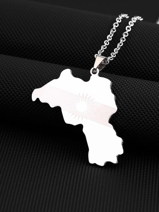 Steel color A Titanium Steel Medallion Ethnic Map of Kurdistan Pendant Necklace