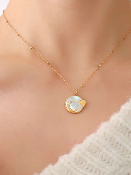 MAKA Titanium Steel Shell Heart Minimalist Necklace 1