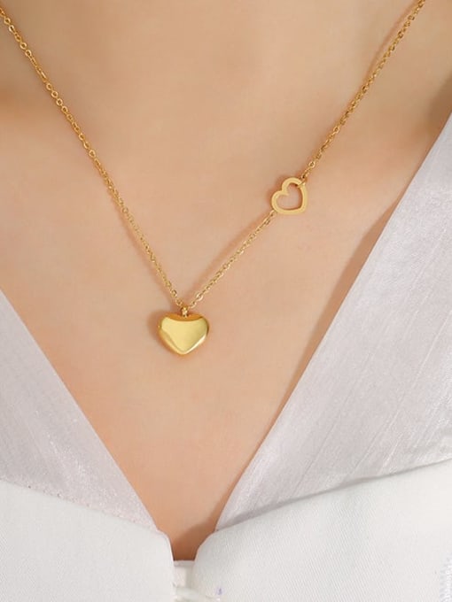 Gold heart necklace 41+ 5CM Titanium Steel Heart Minimalist Necklace