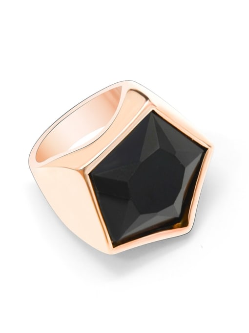 MAKA Titanium 316L Stainless Steel Obsidian Geometric Vintage Band Ring with e-coated waterproof 4