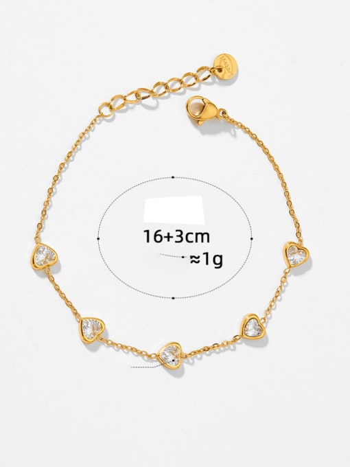 Clioro Stainless steel Cubic Zirconia Heart Minimalist Link Bracelet 4