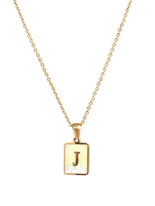 JDN201003 J Stainless steel Shell Message Trend Initials Necklace