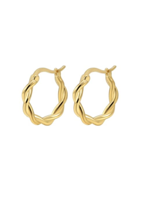 Clioro Brass Twist Geometric Vintage Hoop Earring 0