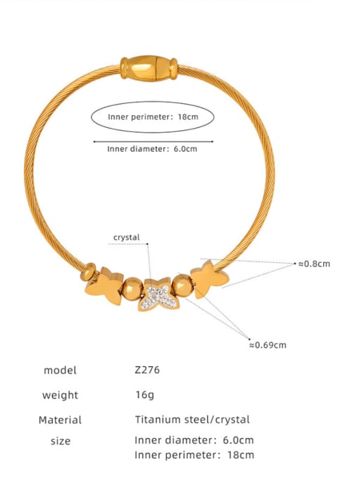 Z276 Gold Bracelet Titanium Steel Cubic Zirconia Geometric Hip Hop Adjustable Bracelet