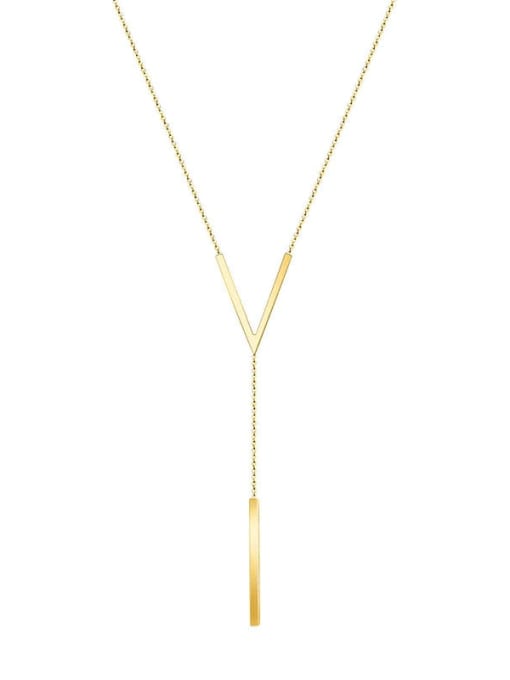 golden Titanium 316L Stainless Steel Tassel Minimalist Lariat Necklace with e-coated waterproof