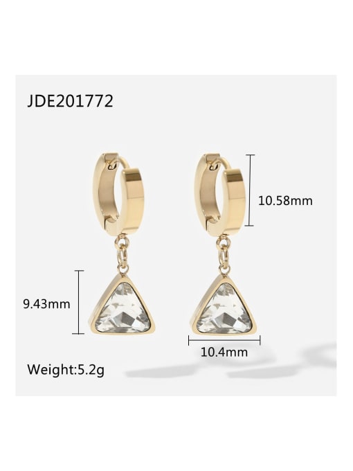 JDE201772 Stainless steel Cubic Zirconia Triangle Trend Huggie Earring