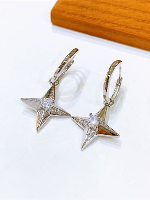 Clioro Brass Cubic Zirconia Cross Vintage Huggie Earring 2
