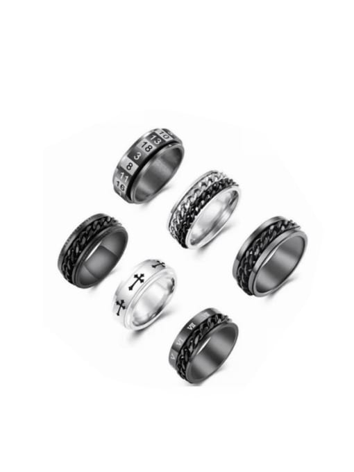SM-Men's Jewelry Stainless Steel Geometric Hip Hop Stackable Men's Ring Set 0