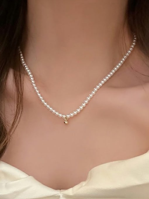 K.Love Titanium Steel Imitation Pearl Irregular Minimalist Beaded Necklace 2
