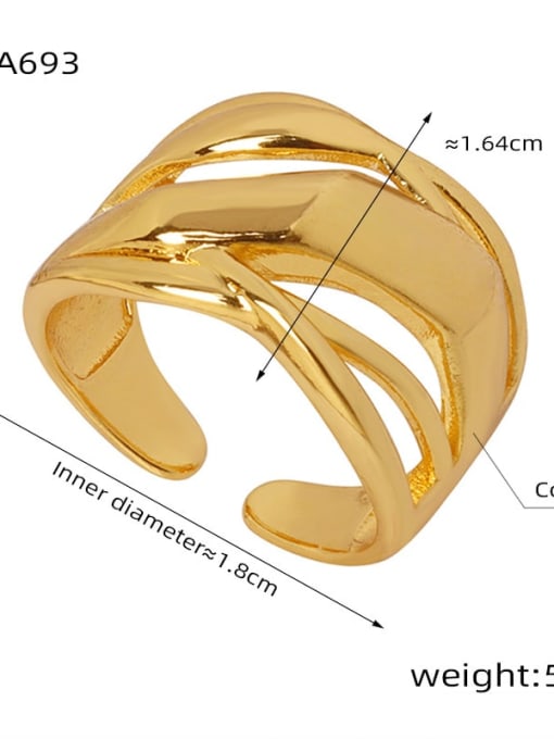 A693 Gold Irregular Ring Brass Geometric Trend Band Ring