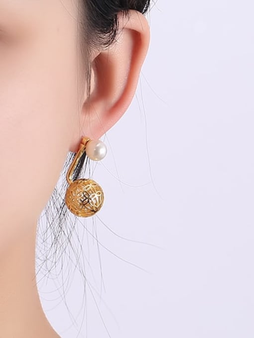 Clioro Brass Hollow Round  Ball Minimalist Stud Earring 1