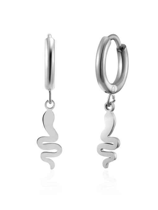Gray 18K Gold geometric snake titanium steel earrings
