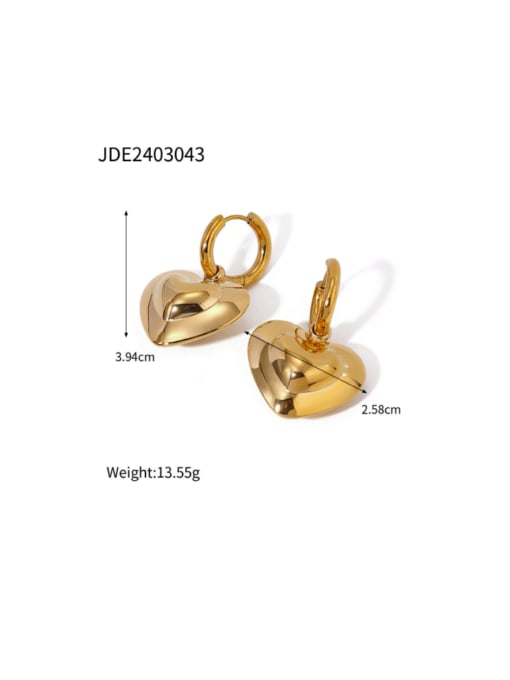 JDE2403043 gold Stainless steel Heart Hip Hop Huggie Earring