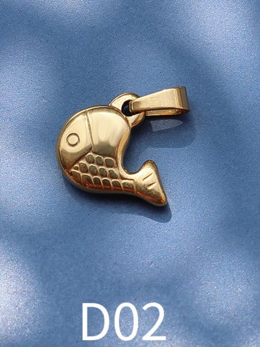 D02 golden whale Titanium 316L Stainless Steel Animal  Bird Cute Pendant with e-coated waterproof