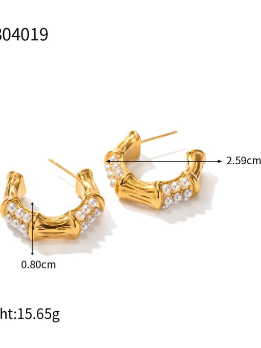 JDE2304019 Stainless steel Imitation Pearl Geometric Trend Stud Earring