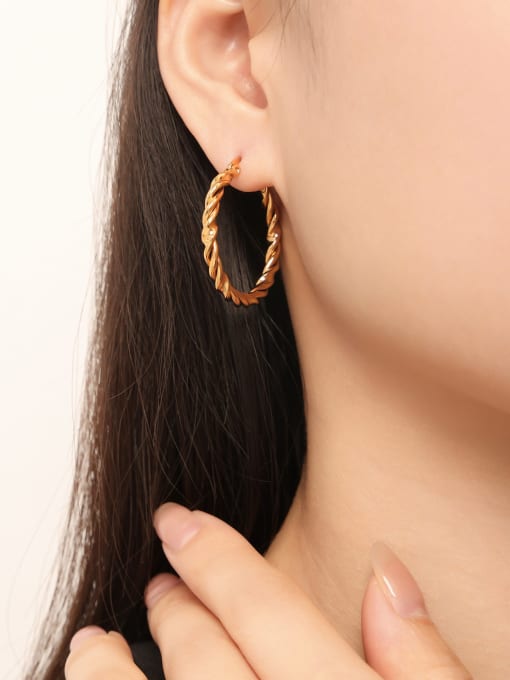 F1419 Gold Earrings Titanium Steel Geometric Minimalist Hoop Earring
