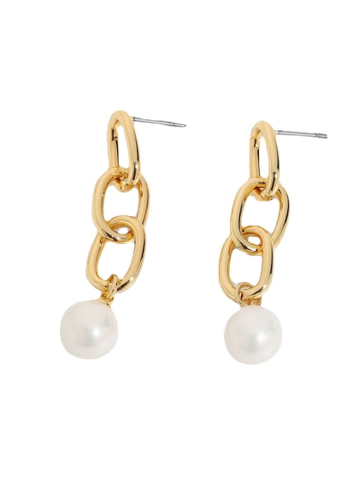 J&D Stainless steel Shell beads Pearl Trend Drop Earring