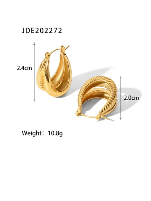 JDE202272 Stainless steel Geometric Hip Hop Huggie Earring