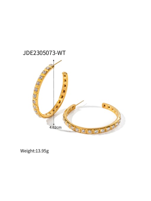 J&D Stainless steel Imitation Pearl Geometric Trend Hoop Earring 1