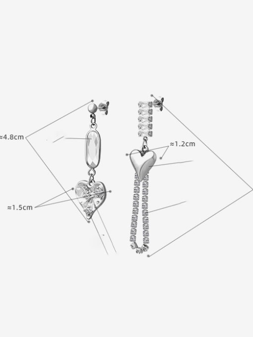 MAKA Brass Cubic Zirconia Asymmetrical Geometric Hip Hop Huggie Earring 2