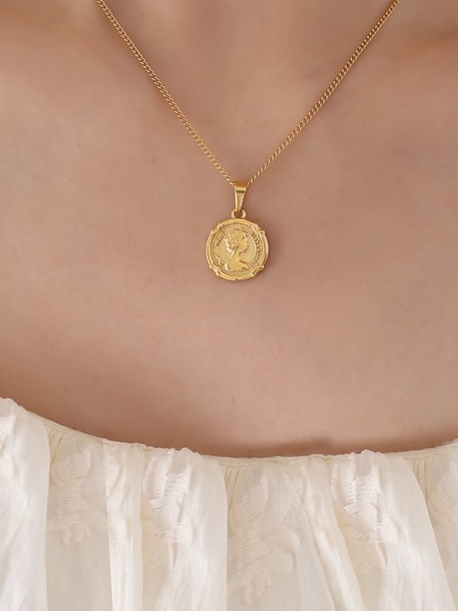 P468 gold necklace 39 +5cm Titanium Steel Geometric Vintage Necklace