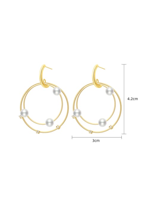 YAYACH Stainless steel Imitation Pearl  Minimalist Double Layer Round Drop Earring 1