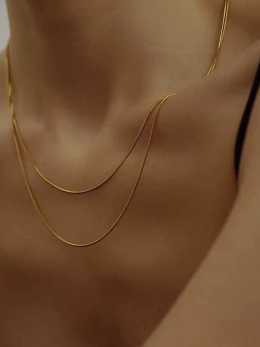 Clioro Stainless steel Snake Bone Chain Minimalist Necklace 1