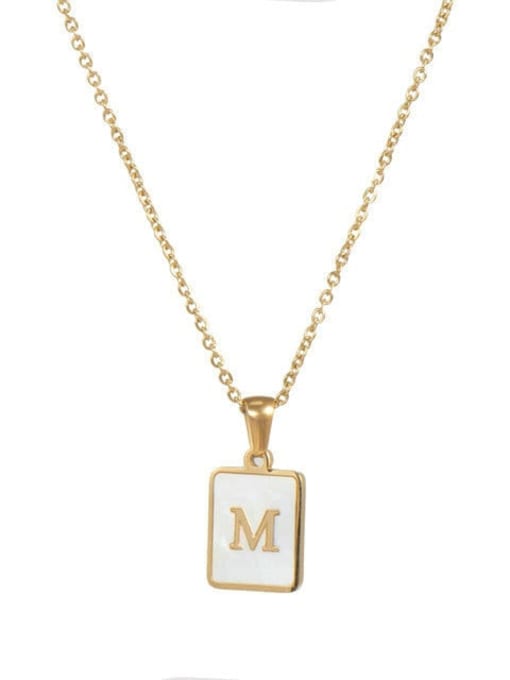 JDN201003 M Stainless steel Shell Message Trend Initials Necklace
