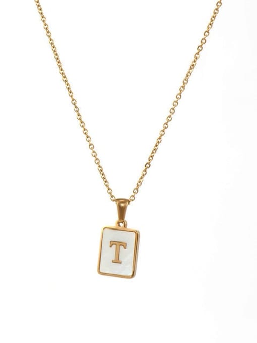 JDN201003 T Stainless steel Shell Message Trend Initials Necklace
