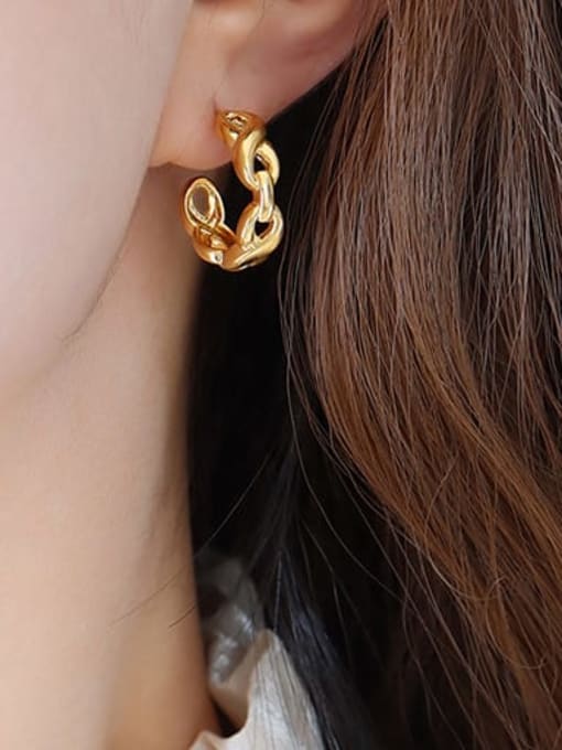 F726 Gold Earrings Brass Hollow Geometric Vintage Stud Earring