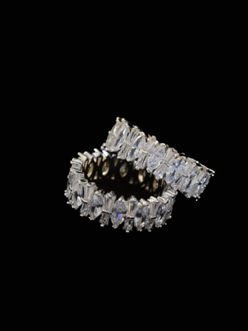 MAKA Brass Cubic Zirconia Geometric Luxury Band Ring 0