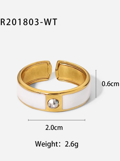 JDR201803 WT Stainless steel Enamel Geometric Vintage Band Ring