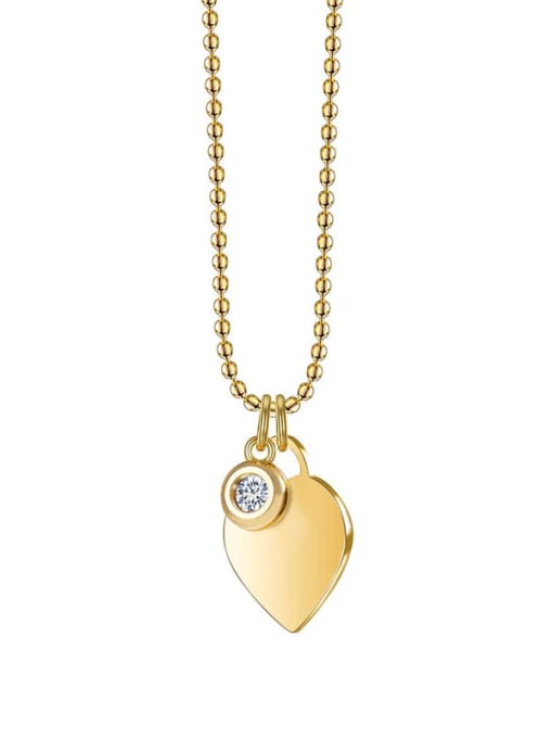YAYACH Titanium Steel Rhinestone Heart Minimalist Necklace 0